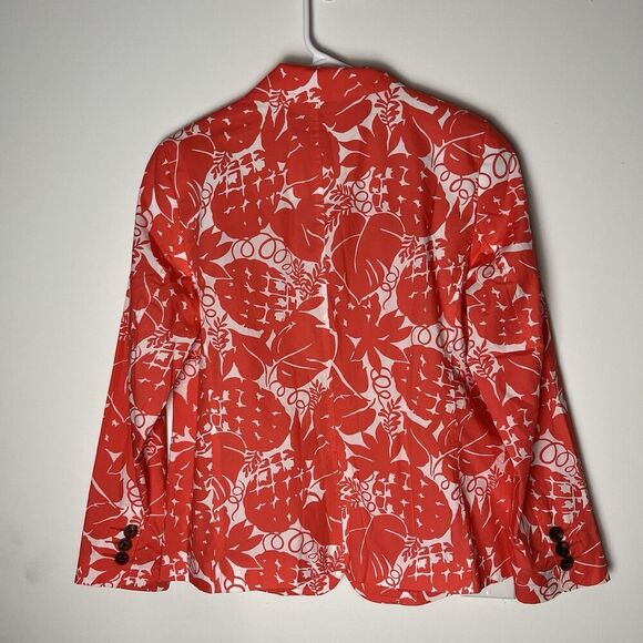 NWT Talbots CASUAL COTTON BLAZER - TROPICAL PINEAPPLE Orange White 6 - Picture 4 of 6